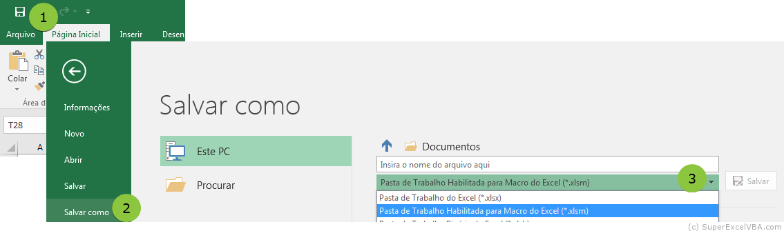 Salvando *.xlsm