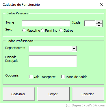 UserForm Edição